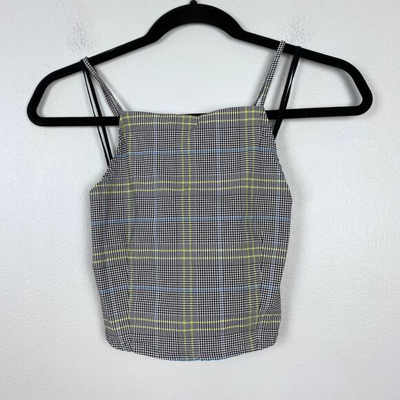Garage Regina Halter Plaid Cropped Fitted Stretch Retro Inspired Strappy Medium - Picture 2 of 8